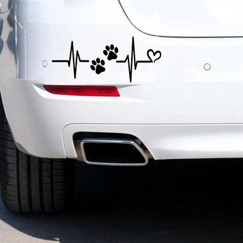 Αυτοκόλλητο μοτοσικλέτας Heartbeat Liveline Love Dog Reflective Car Αυτοκόλλητα Moto Auto Αυτοκόλλητα Αστεία JDM Vinyl On Car Styling