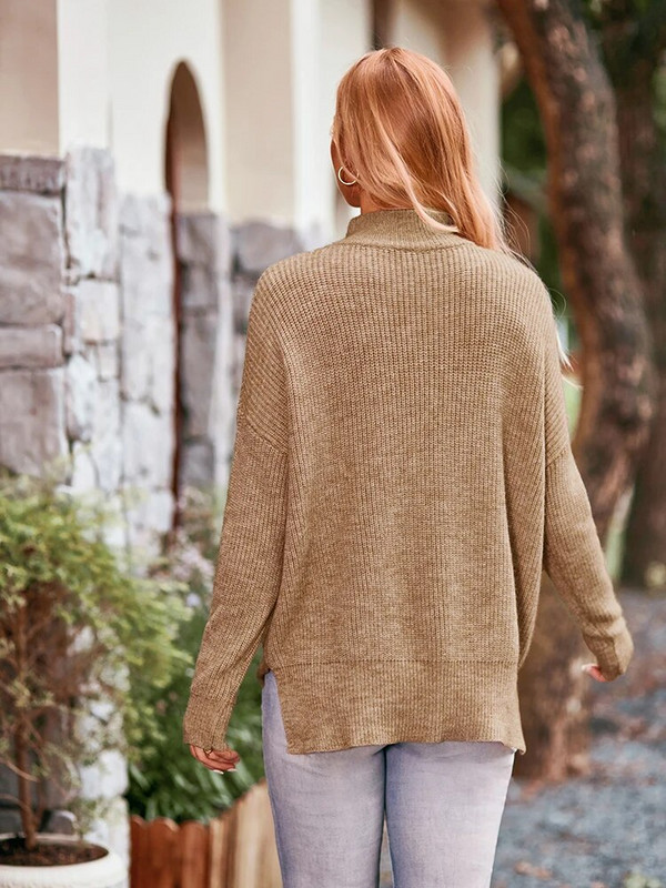 Fitshinling ziemas sieviešu džemperis ar apkakli Modes viengabalains, plāns džemperis Trikotāžas apģērbi Top sieviešu apģērbi Džemperis trikotāžas džemperi Jauns