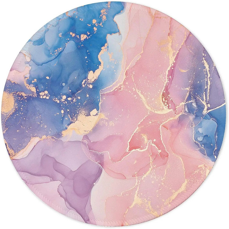 Peles paliktnis pret slīdēšanu gumijas apaļš peles paliktnis Galddatoru piezīmjdatora peles paklājiņš darbam un spēlēm (Flash Pink Marble)