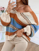 Fitshinling, svītrains, savārstījums Vintage džemperis Trikotāžas apģērbs ikdienišķs, tievs V kakla izgriezums rudens trikotāžas topi Džemperis Pulovers Sieviešu drēbes Pulkste