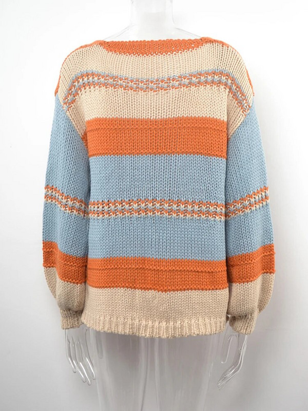 Fitshinling, svītrains, savārstījums Vintage džemperis Trikotāžas apģērbs ikdienišķs, tievs V kakla izgriezums rudens trikotāžas topi Džemperis Pulovers Sieviešu drēbes Pulkste