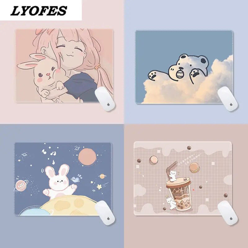 Biroja piederumi Galda paliktnis Cute Mouse Pad Rakstāmgalds Paklājiņi Klēpjdatora Peles Paklājiņš Kawaii Peļu Paklājiņš Pelēm Pele 22x18cm