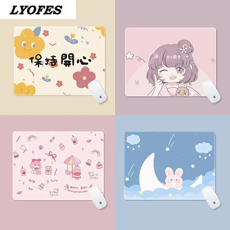 Biroja piederumi Galda paliktnis Cute Mouse Pad Rakstāmgalds Paklājiņi Klēpjdatora Peles Paklājiņš Kawaii Peļu Paklājiņš Pelēm Pele 22x18cm