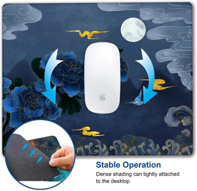 Bronzējošais ķīniešu stila peles paliktnis Profesionāls spēļu peles paklājiņš Ūdensizturīgs peles paliktnis, neslīdošs, gumijas pamatnes peles paliktņi 9,5x7,9 collas