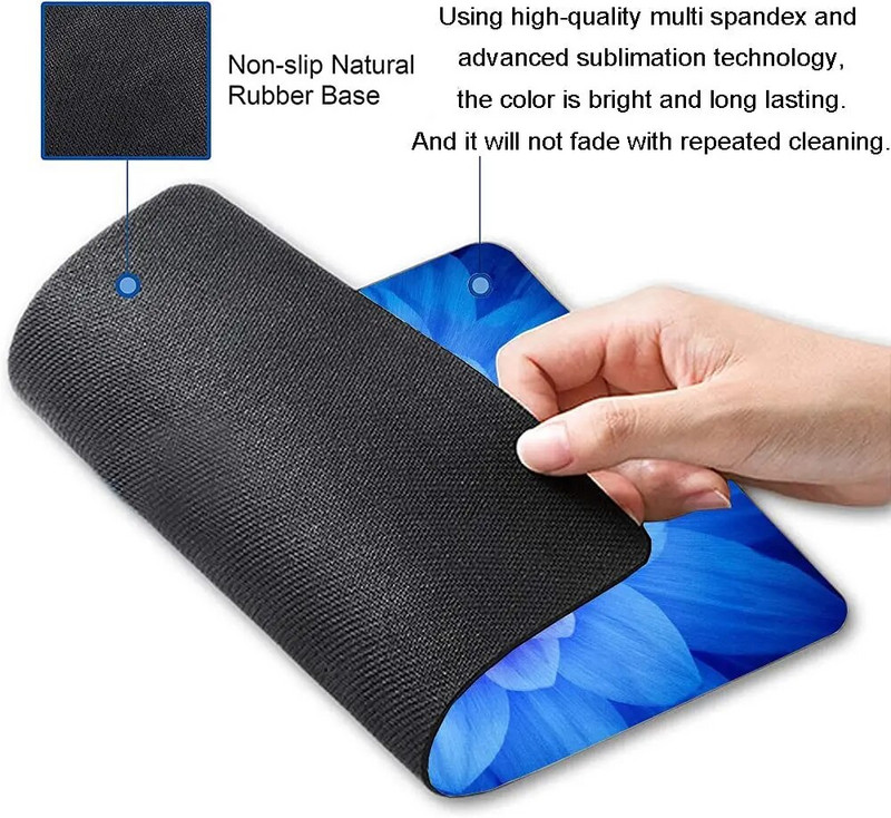 Blue Lotus peles paliktnis pielāgota dizaina kvadrātveida ūdensizturīgs peles paliktnis, neslīdošs gumijas pamatnes peles paliktņi 9,5x7,9x0,12 collas