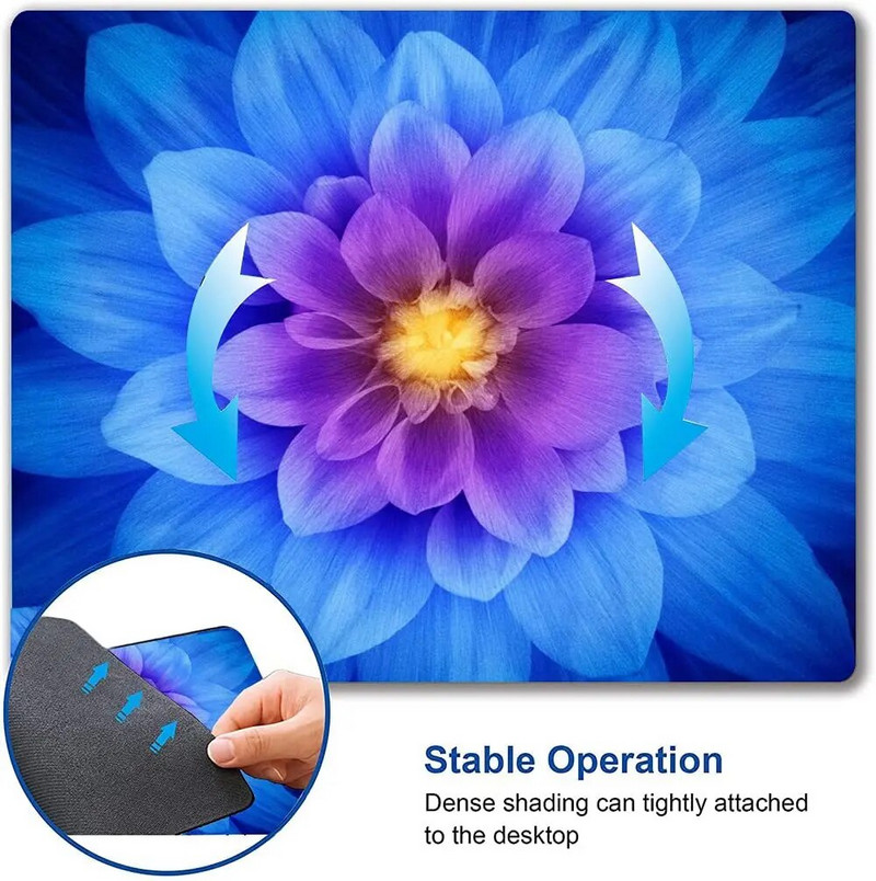 Blue Lotus peles paliktnis pielāgota dizaina kvadrātveida ūdensizturīgs peles paliktnis, neslīdošs gumijas pamatnes peles paliktņi 9,5x7,9x0,12 collas