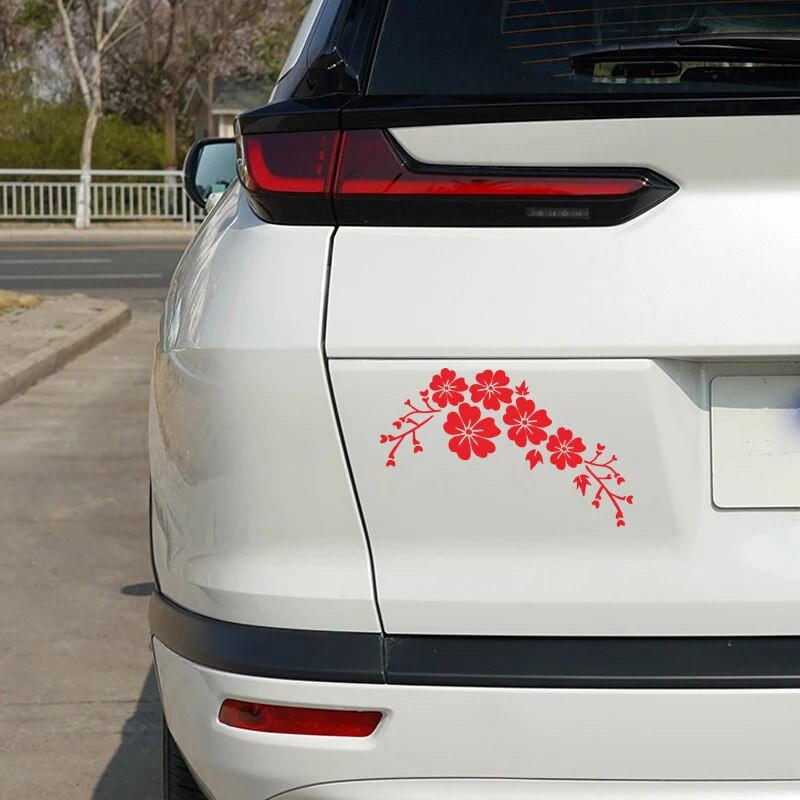 Flower Blossom Decal Automašīnu uzlīmes Auto Logu Bufera Durvju Skrāpējamo Pārsegu Uzlīmes Auto Motociklu Vinila Uzlīmes Ārējais Noformējums