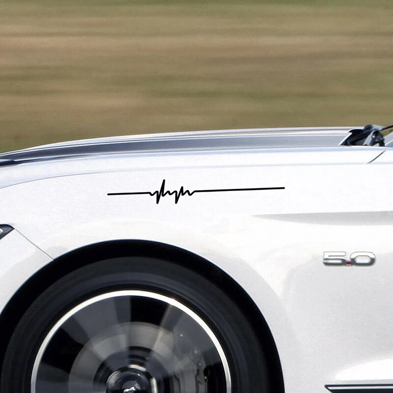 Vienkārša elektrokardiogrammas automašīnas uzlīme Colorfast Vinyl Line ārējās apdares uzlīmes Augstas kvalitātes modes automašīnu logu uzlīme