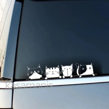 Надничаща котка Винилов стикер Декорация на бронята на прозореца на колата, стикери за Хелоуин котки с кожа Коте Стикери за лаптоп за Apple MacBook Decor