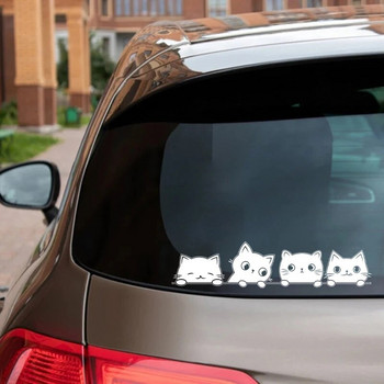 Надничаща котка Винилов стикер Декорация на бронята на прозореца на колата, стикери за Хелоуин котки с кожа Коте Стикери за лаптоп за Apple MacBook Decor