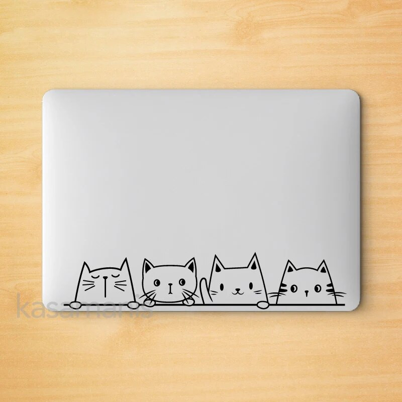 Kukucskáló macska vinil matrica autóablak lökhárító dekoráció, Halloween matricák matricák prémes cica laptop matricák Apple MacBook dekorációhoz