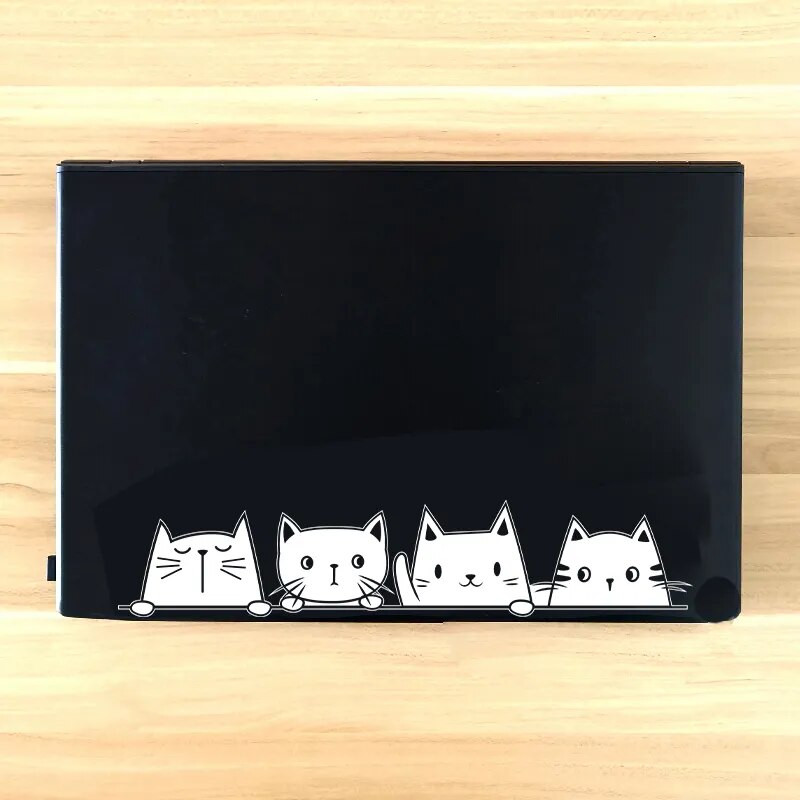 Kukucskáló macska vinil matrica autóablak lökhárító dekoráció, Halloween matricák matricák prémes cica laptop matricák Apple MacBook dekorációhoz