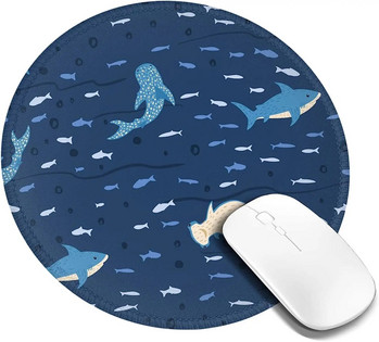 Кръгла подложка за мишка Whale Shark Blue Design Персонализирана игрална подложка за мишка Неплъзгаща се подложка за мишка за лаптоп Работа Офис Дом 7,9x7,9 инча
