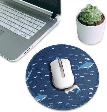 Στρογγυλό Mouse Pad Whale Shark Blue Design Personalized Gaming Mouse Mat Αντιολισθητικό Mousepad για Laptop Work Office Home 7,9x7,9 ιντσών