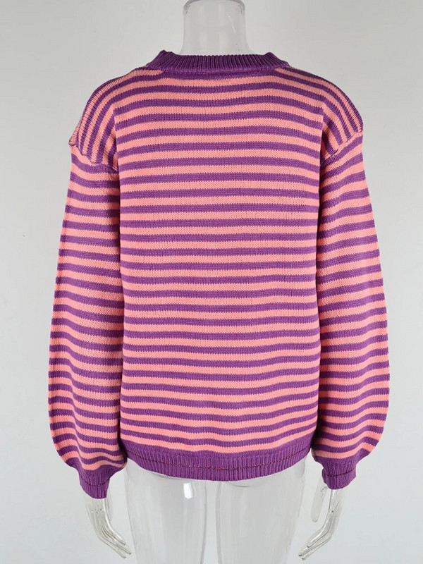 Fitshinling csíkos téli női pulóver pulóver kötöttáru, hosszú ujjú felső női ruházat 2023 divatos női mezek új