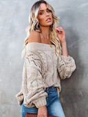 Fitshinling Bohemian Off plec Džemperis Trikotāžas Izdobi Slim Twist Vintage džemperis Pulovers Sieviešu apģērbs 2023 Ziemas topi