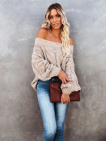 Fitshinling Bohemian Off Shoulder Jumper Knitwear Hollow Out Slim Twist Vintage Πουλόβερ Γυναικεία Ρούχα 2023 Χειμερινές μπλούζες