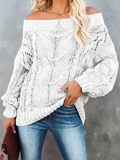 Fitshinling Bohemian Off plec Džemperis Trikotāžas Izdobi Slim Twist Vintage džemperis Pulovers Sieviešu apģērbs 2023 Ziemas topi