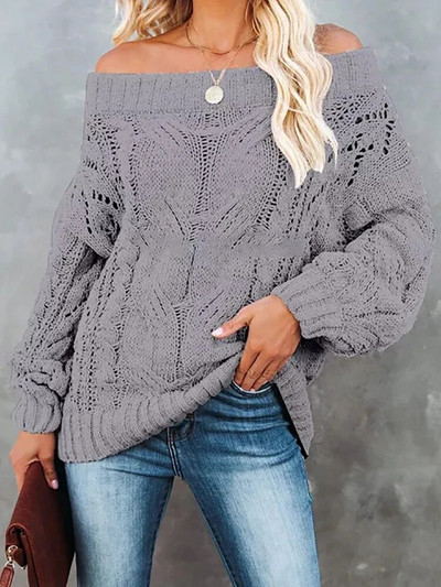 Fitshinling Bohemian Off plec Džemperis Trikotāžas Izdobi Slim Twist Vintage džemperis Pulovers Sieviešu apģērbs 2023 Ziemas topi