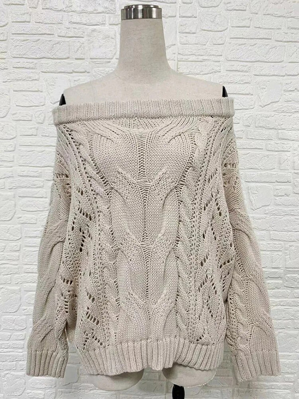 Fitshinling Bohemian Off plec Džemperis Trikotāžas Izdobi Slim Twist Vintage džemperis Pulovers Sieviešu apģērbs 2023 Ziemas topi