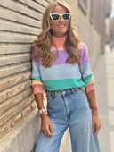 Fitshinling Patchwork Ριγέ ζιβάγκο Πουλόβερ Γυναικεία Ρούχα Φθινοπωρινά, Χειμερινά πλεκτά μπλουζάκια Pull Femme Slim Jumper Jerseys