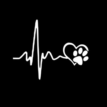 Αυτοκόλλητο ECG Love Dog Footprint Αυτοκόλλητο Αυτοκόλλητο Αυτοκόλλητο Παράθυρο Διακόσμηση φορητού υπολογιστή Αξεσουάρ αυτοκινήτου Δημιουργικό καρτούν Χαριτωμένο μαύρο/άσπρο αυτοκόλλητο