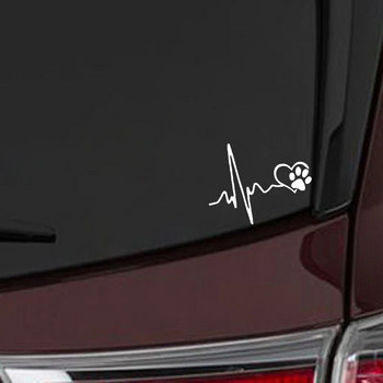 ECG Love Dog Footprint Sticker Car Decal Auto Window Laptop Decoration Car Accessories Creative Cartoon Сладък черно/бял стикер