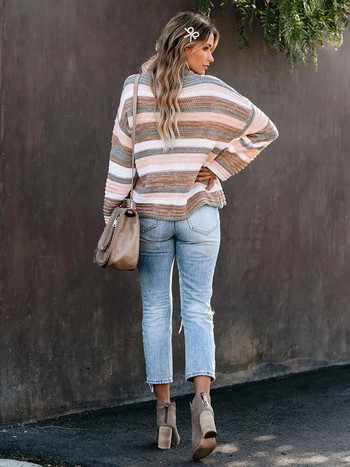 Fitshinling ριγέ Bohemian γυναικεία πλεκτά πουλόβερ Vintage πουλόβερ Holiday Slim μακρυμάνικο πουλόβερ Casual New Sweaters Woman