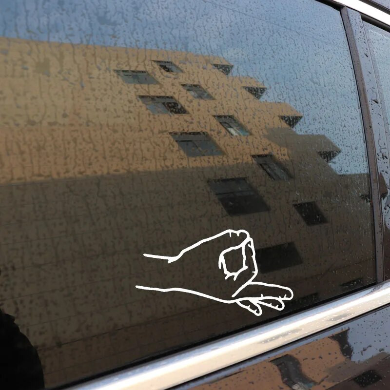 QYPF 15.3*9.1CM Érdekes csomagos körjáték kézi ujj autómatrica kiváló minőségű vinil dekorációval C16-0244