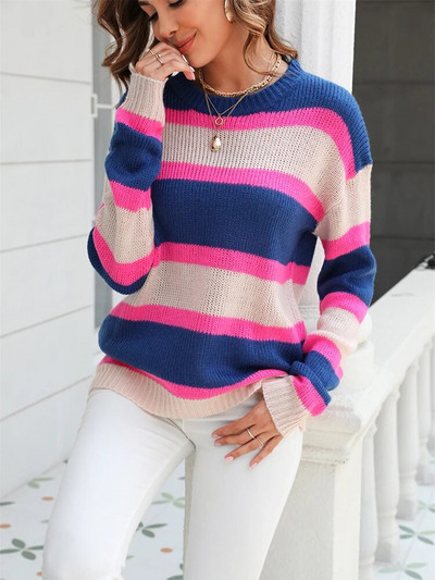 Fitshinling jaunums, svītrains sieviešu džemperis, trikotāžas džemperis ar garām piedurknēm, ikdienas vilkšanas sieviešu džemperis, vintage, plāni džemperi