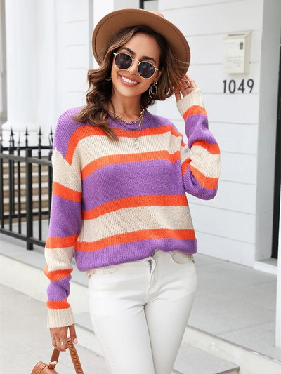 Fitshinling jaunums, svītrains sieviešu džemperis, trikotāžas džemperis ar garām piedurknēm, ikdienas vilkšanas sieviešu džemperis, vintage, plāni džemperi