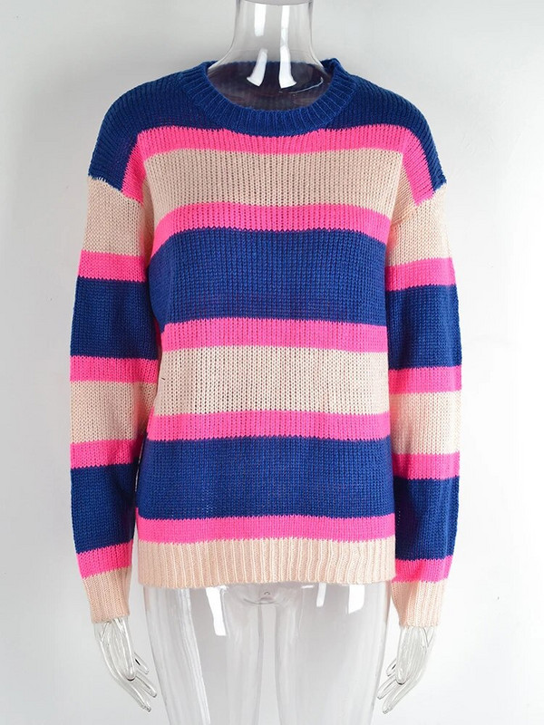 Fitshinling jaunums, svītrains sieviešu džemperis, trikotāžas džemperis ar garām piedurknēm, ikdienas vilkšanas sieviešu džemperis, vintage, plāni džemperi