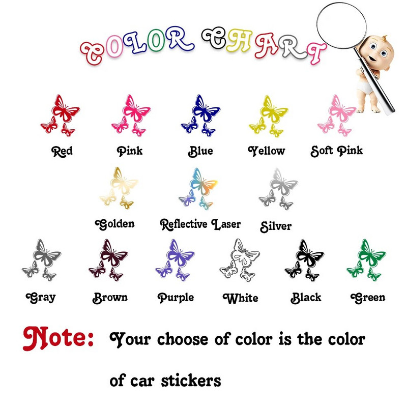 autokleebised Butterfly vinly Kleebis Autode autotarvikutele Stiil Butterfly Kleebised autode kaunistustarvikud Kleebis