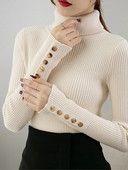 Fitshinling pogas ar garām piedurknēm, trikotāžas tops sieviešu apģērbi, sieviešu džemperis ar apkakli