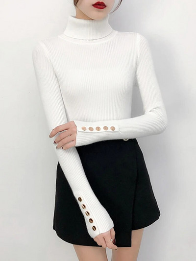 Fitshinling pogas ar garām piedurknēm, trikotāžas tops sieviešu apģērbi, sieviešu džemperis ar apkakli