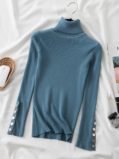 Fitshinling pogas ar garām piedurknēm, trikotāžas tops sieviešu apģērbi, sieviešu džemperis ar apkakli