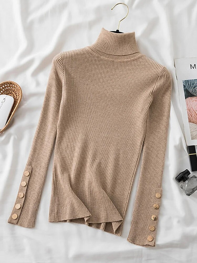 Fitshinling pogas ar garām piedurknēm, trikotāžas tops sieviešu apģērbi, sieviešu džemperis ar apkakli