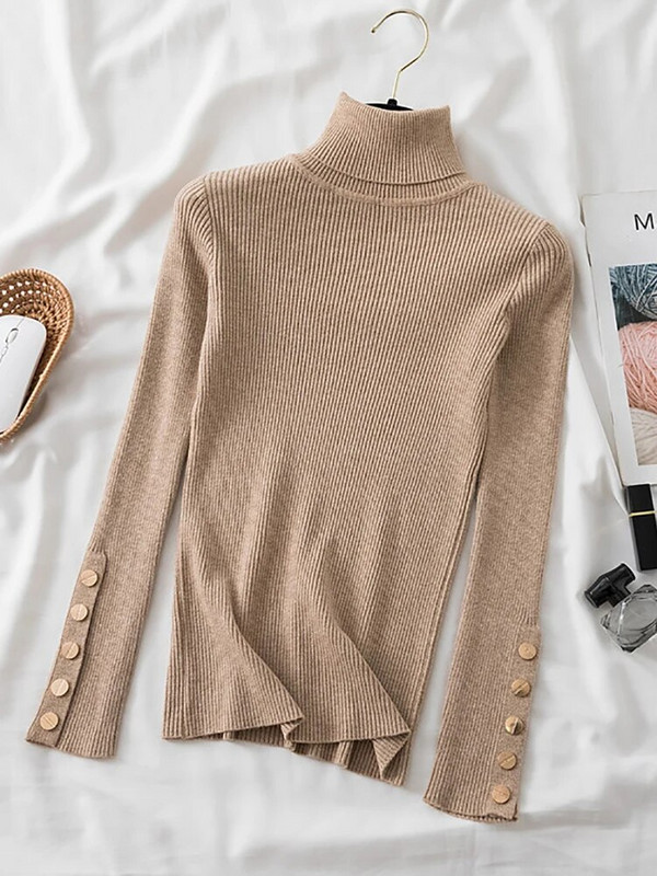 Fitshinling pogas ar garām piedurknēm, trikotāžas tops sieviešu apģērbi, sieviešu džemperis ar apkakli