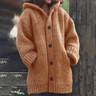 Suures suuruses naiste kampsun vabaaja üherealised kampsunid mantel lahtine kootud mantel Sügistalvine mantel pikk kardigan Oversized