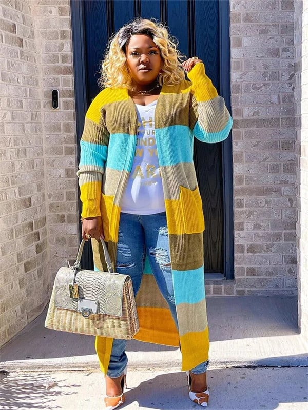 Wmstar Plus Size Outwear Γυναικείες ζακέτες Φθινοπωρινά Χειμερινά Ρούχα Πουλόβερ Παλτό Μόδα Μακρύ Μπλουζάκι με Τσέπες Χονδρική Dropshipping