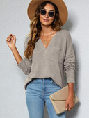 Fitshinling V λαιμόκοψη Γυναικεία πουλόβερ Φθινοπωρινά μακρυμάνικα Πλεκτά Πλεκτά Casual Slim Γυναικεία πουλόβερ Φαρδιά Ζέρσεϊ Νέα