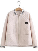 Nagy méretű női kabát tavaszi és őszi hosszú ujjú, menetes, csíkos állógalléros baseball kabát vékony szendvics felsőkkel