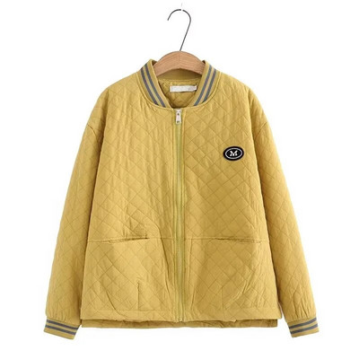 Nagy méretű női kabát tavaszi és őszi hosszú ujjú, menetes, csíkos állógalléros baseball kabát vékony szendvics felsőkkel