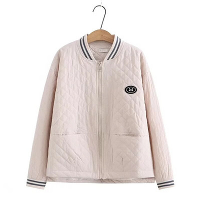 Nagy méretű női kabát tavaszi és őszi hosszú ujjú, menetes, csíkos állógalléros baseball kabát vékony szendvics felsőkkel