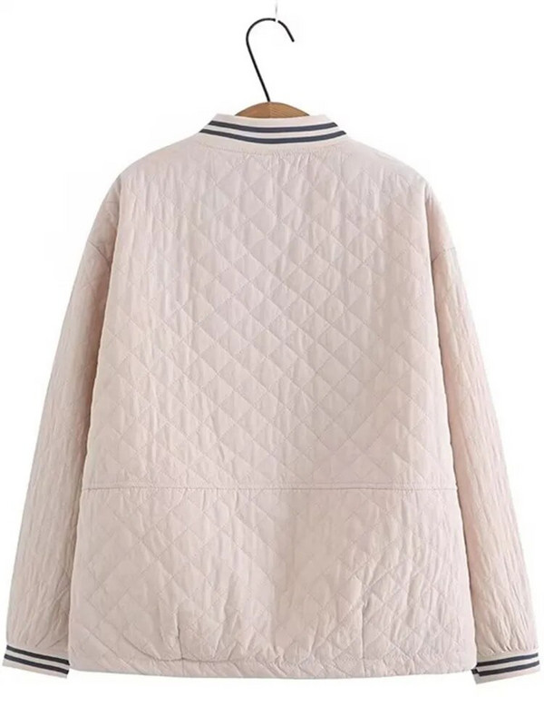Nagy méretű női kabát tavaszi és őszi hosszú ujjú, menetes, csíkos állógalléros baseball kabát vékony szendvics felsőkkel