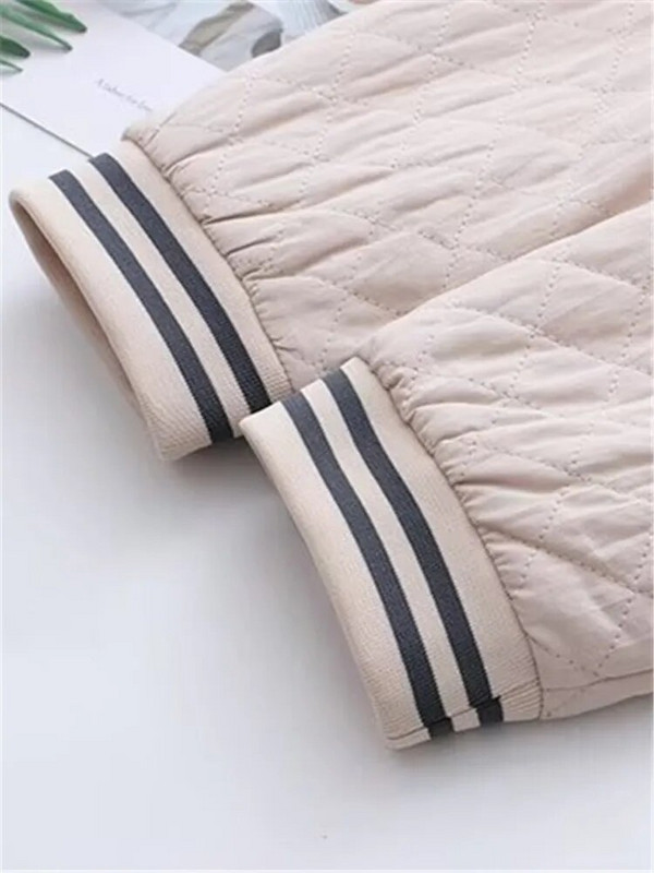 Nagy méretű női kabát tavaszi és őszi hosszú ujjú, menetes, csíkos állógalléros baseball kabát vékony szendvics felsőkkel
