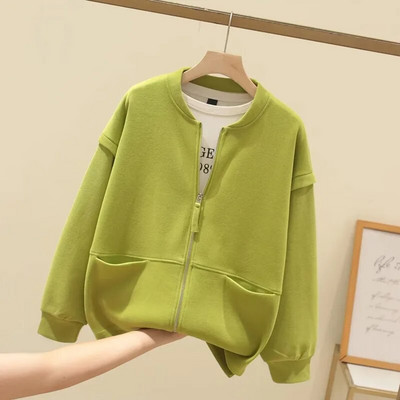 Liela izmēra sieviešu apģērbs ikdienas jaka strīpām austiem poliestera pavasara un rudens plāniem mētelis ar kabatām abās pusēs 4XL