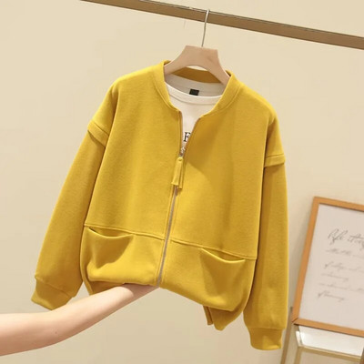 Liela izmēra sieviešu apģērbs ikdienas jaka strīpām austiem poliestera pavasara un rudens plāniem mētelis ar kabatām abās pusēs 4XL