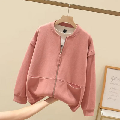 Liela izmēra sieviešu apģērbs ikdienas jaka strīpām austiem poliestera pavasara un rudens plāniem mētelis ar kabatām abās pusēs 4XL