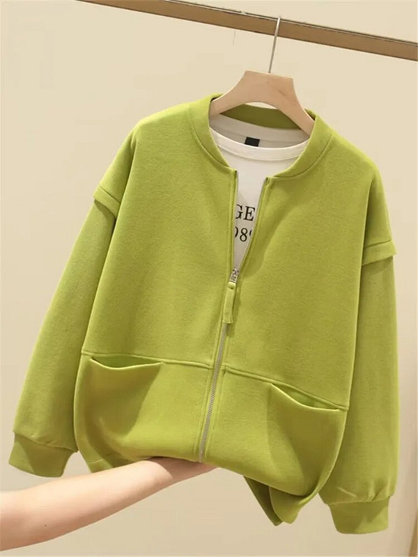 Liela izmēra sieviešu apģērbs ikdienas jaka strīpām austiem poliestera pavasara un rudens plāniem mētelis ar kabatām abās pusēs 4XL